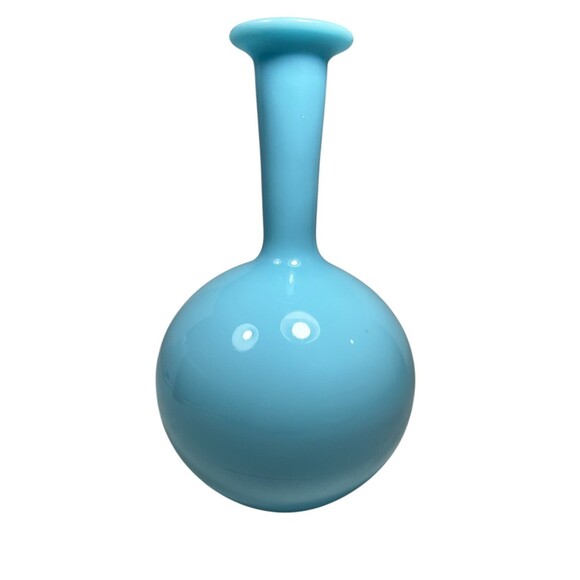 Vintage Mid Century Turquoise Scandinavian Long Necked Bulb Vase Art Deco MCM - Picture 3 of 13